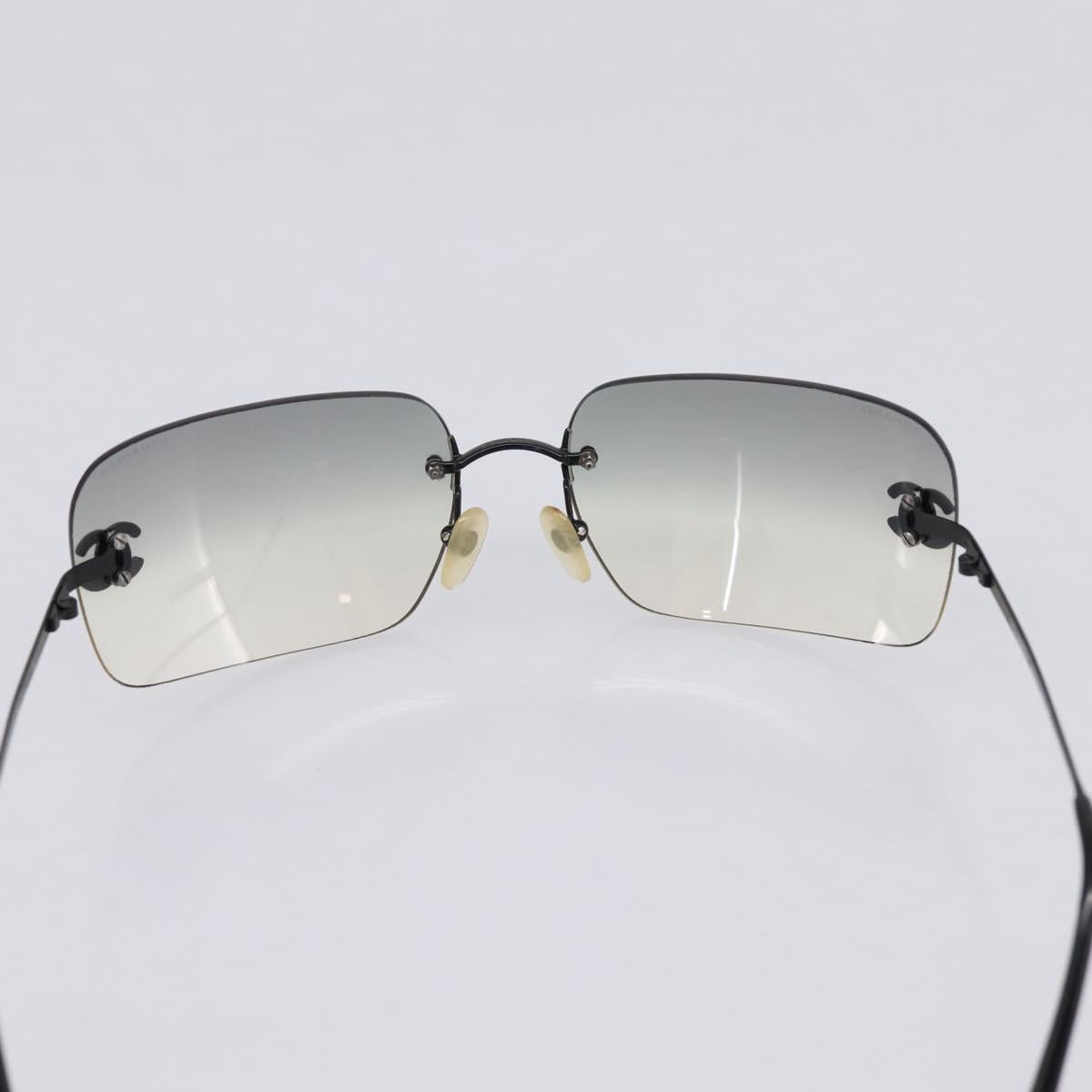 CHANEL Rimless Sunglasses plastic Black CC Auth 208714M