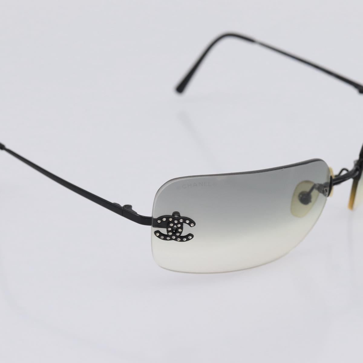 CHANEL Rimless Sunglasses plastic Black CC Auth 208714M