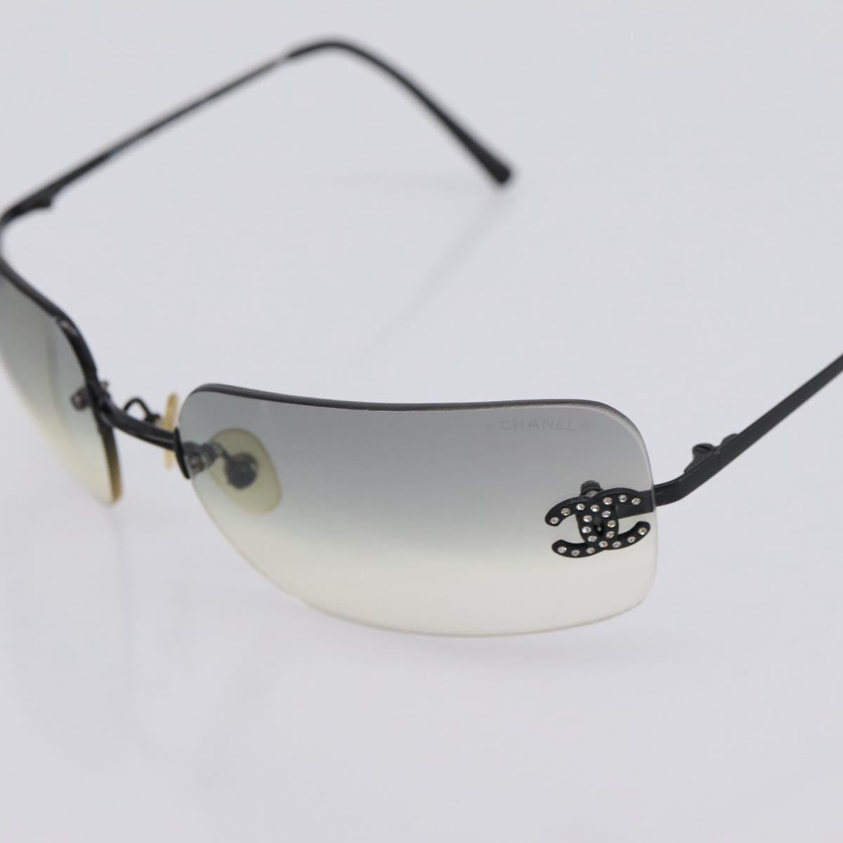 CHANEL Rimless Sunglasses plastic Black CC Auth 208714M