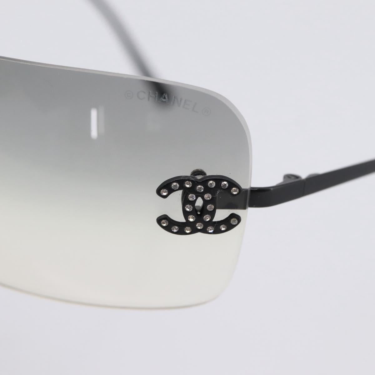CHANEL Rimless Sunglasses plastic Black CC Auth 208714M