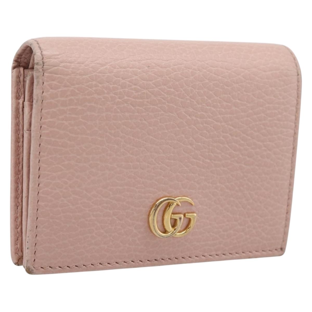 GUCCI GG Marmont Bifold Wallet Leather Pink Gold 456126 Auth 208716A
