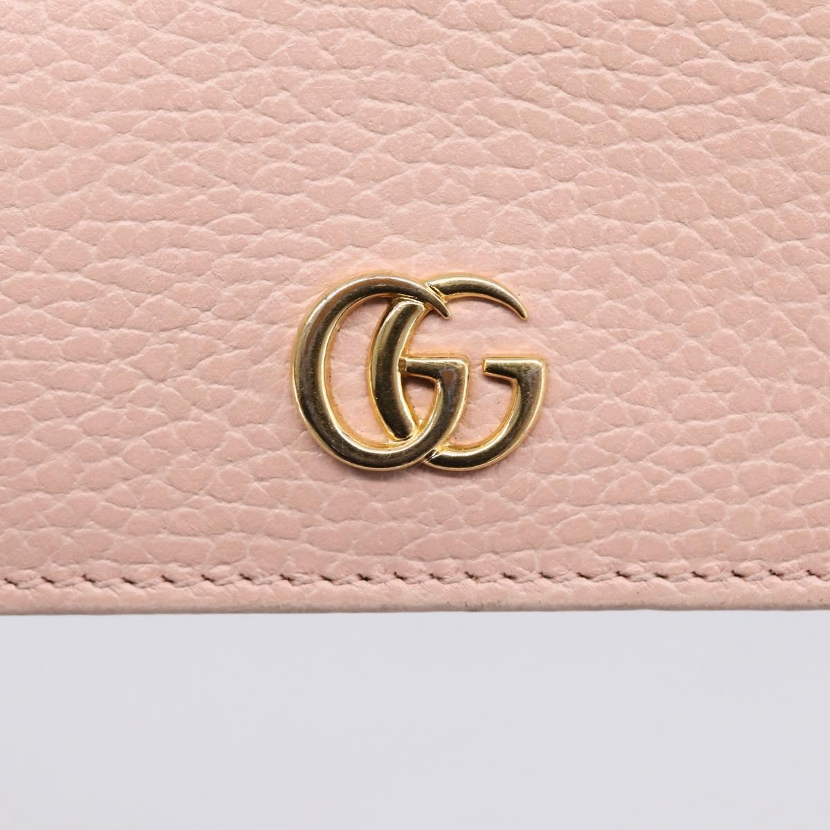 GUCCI GG Marmont Bifold Wallet Leather Pink Gold 456126 Auth 208716A