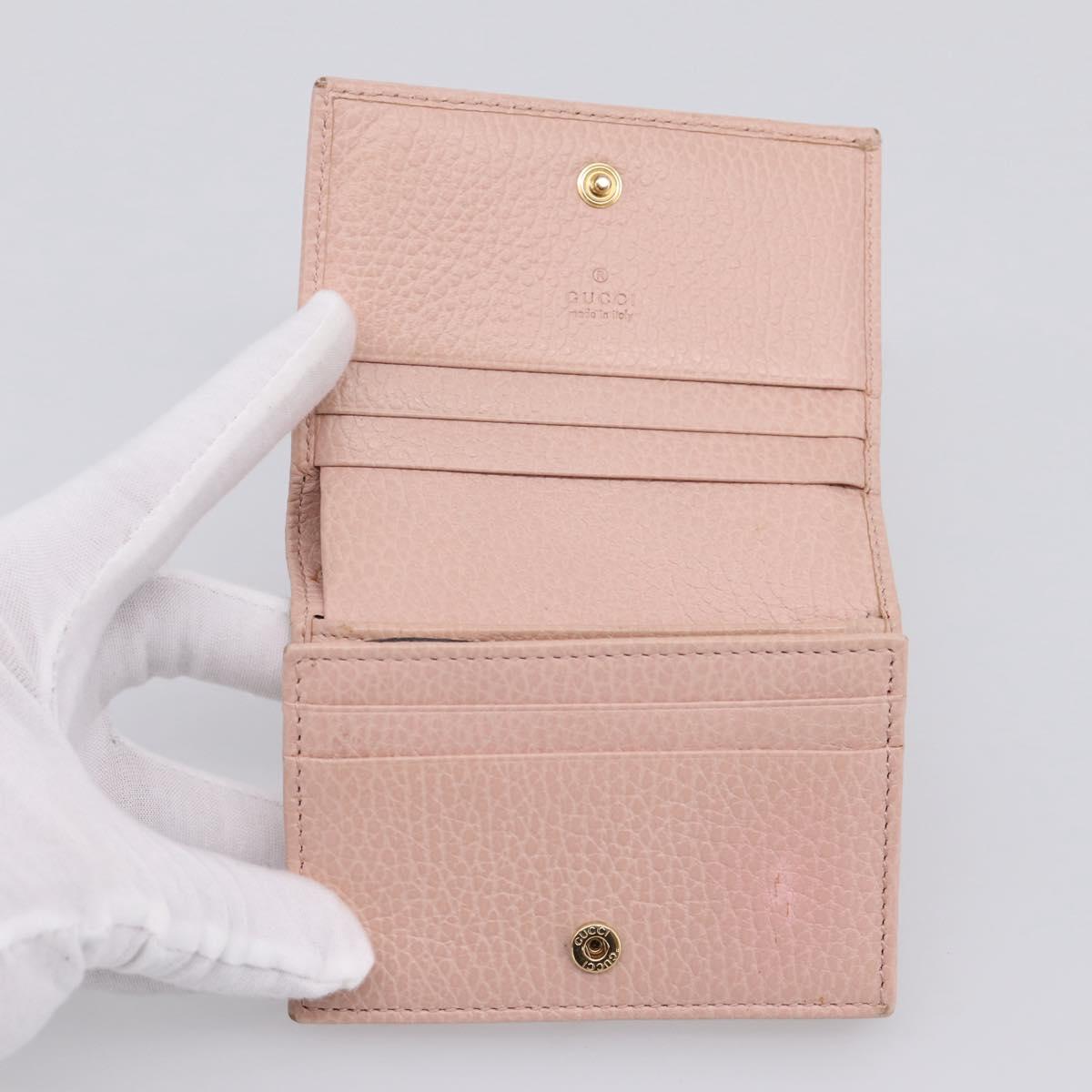 GUCCI GG Marmont Bifold Wallet Leather Pink Gold 456126 Auth 208716A