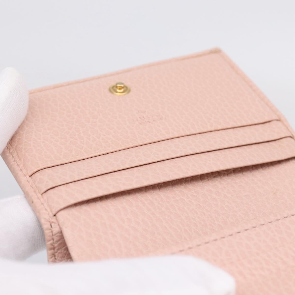 GUCCI GG Marmont Bifold Wallet Leather Pink Gold 456126 Auth 208716A