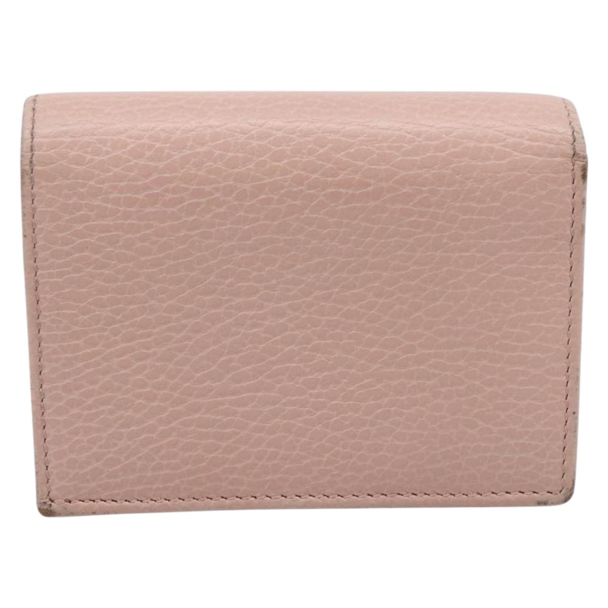 GUCCI GG Marmont Bifold Wallet Leather Pink Gold 456126 Auth 208716A