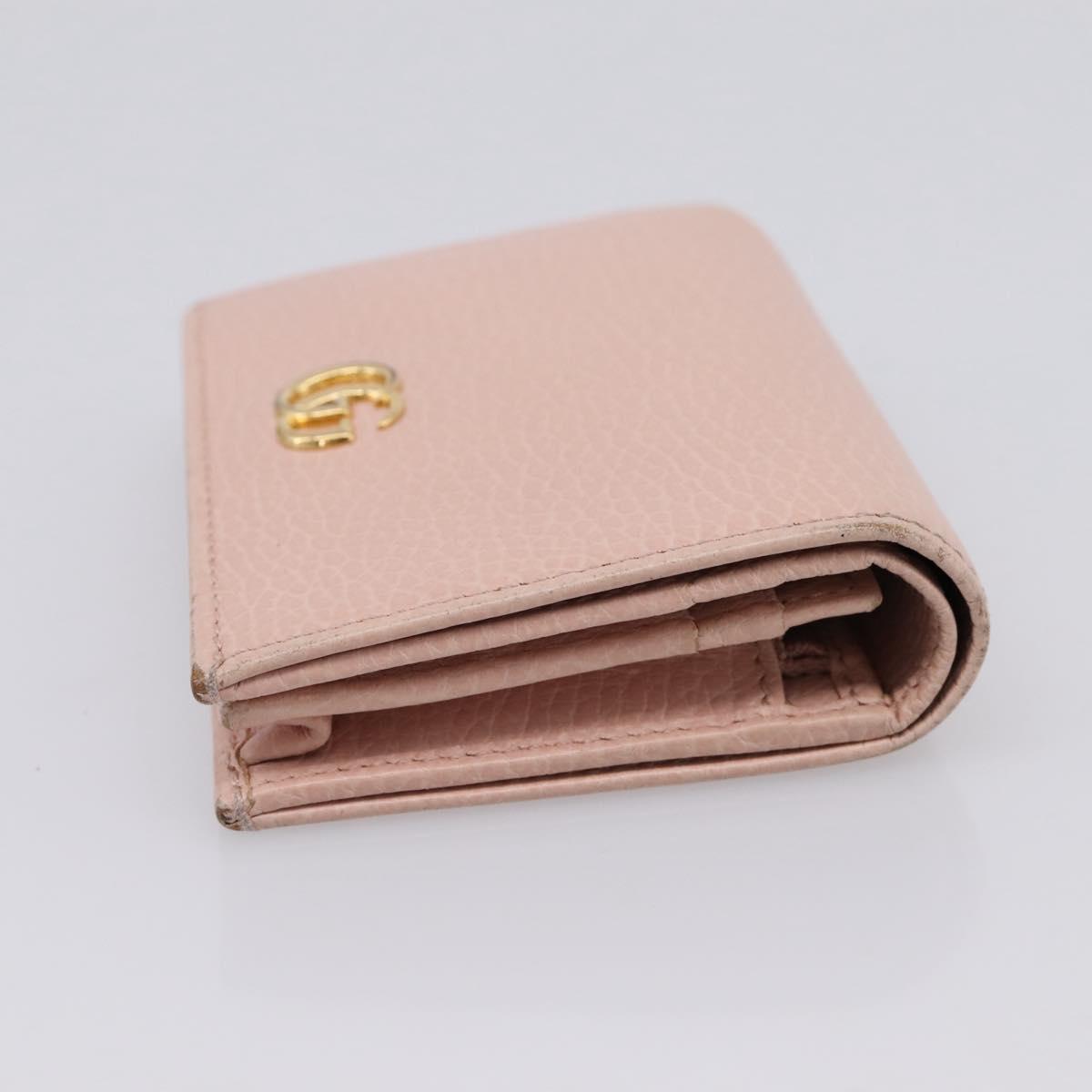 GUCCI GG Marmont Bifold Wallet Leather Pink Gold 456126 Auth 208716A