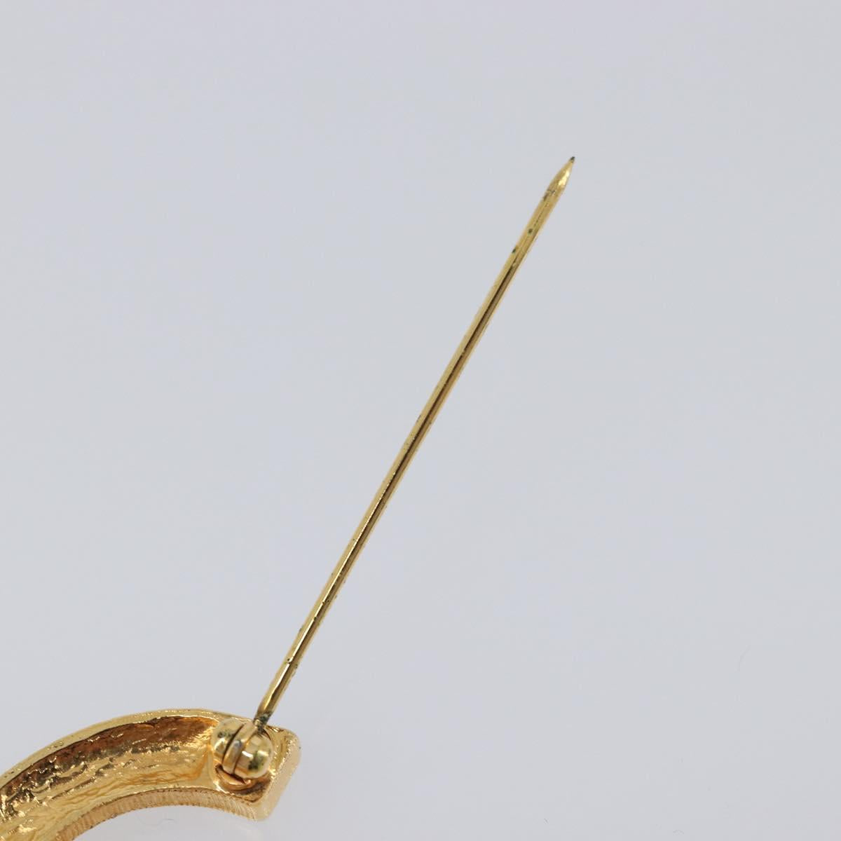 CHANEL Brooch metal Gold CC Auth 208721M