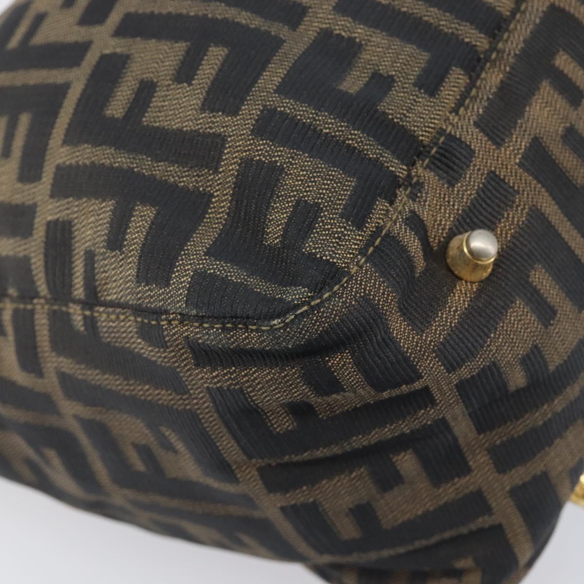 FENDI Zucca Canvas Hand Bag Black Brown Auth 208726V