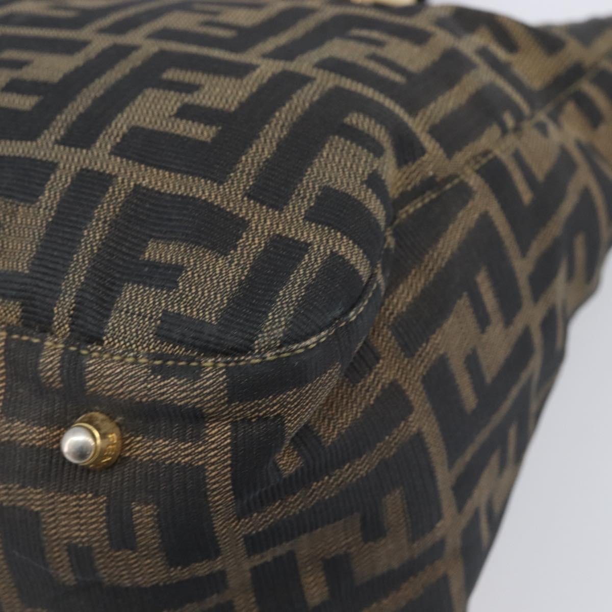FENDI Zucca Canvas Hand Bag Black Brown Auth 208726V