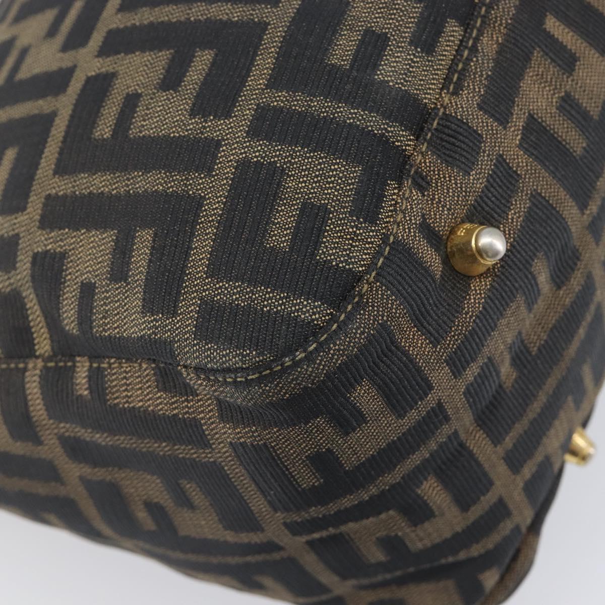 FENDI Zucca Canvas Hand Bag Black Brown Auth 208726V