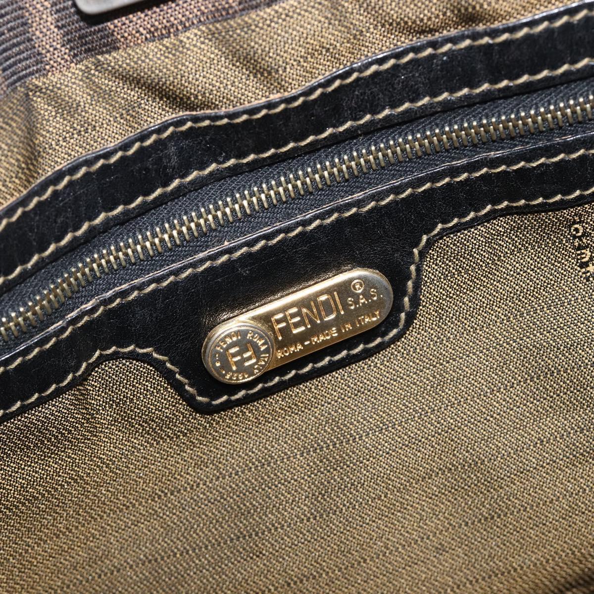 FENDI Zucca Canvas Hand Bag Black Brown Auth 208726V
