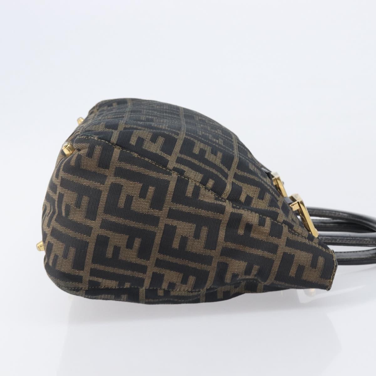FENDI Zucca Canvas Hand Bag Black Brown Auth 208726V