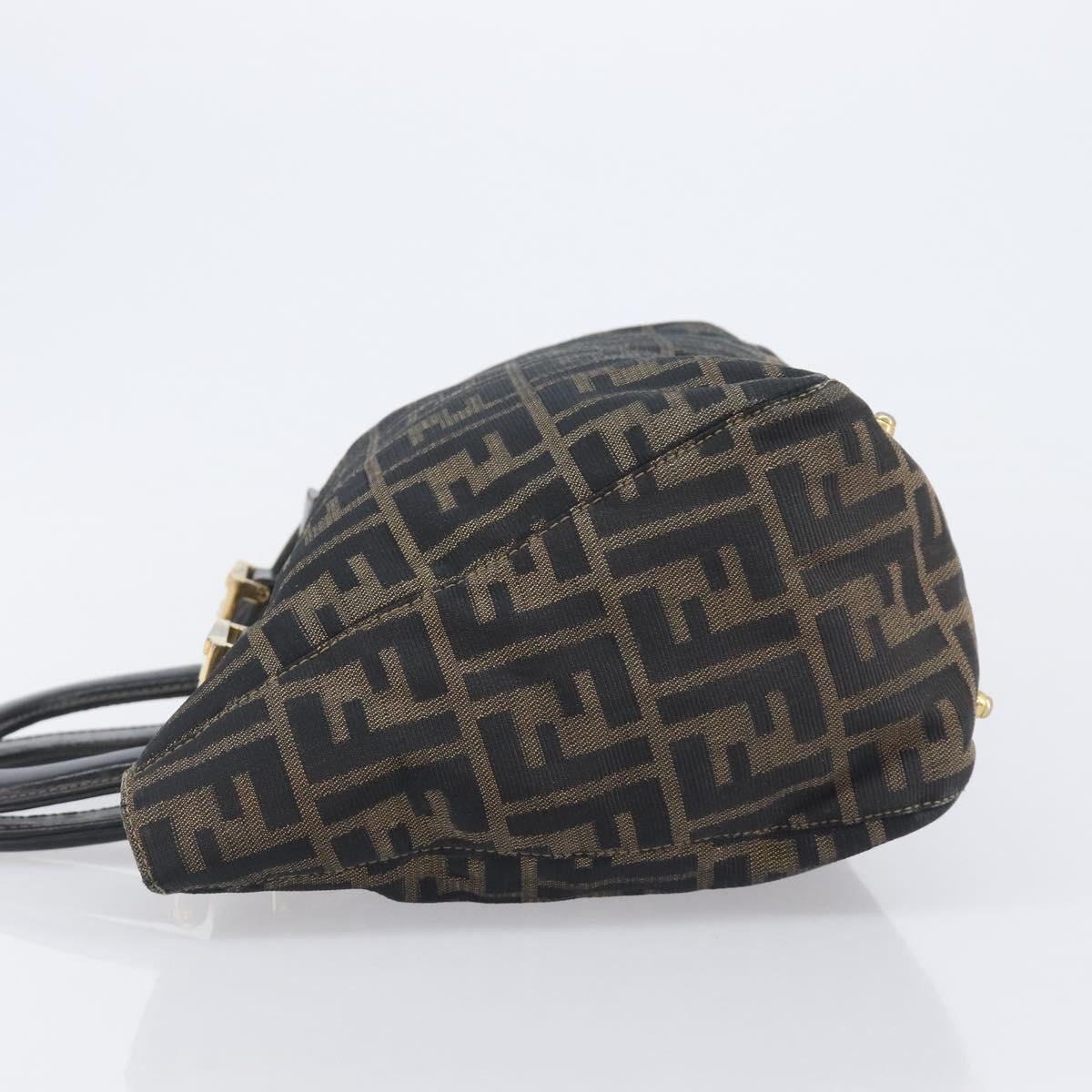 FENDI Zucca Canvas Hand Bag Black Brown Auth 208726V