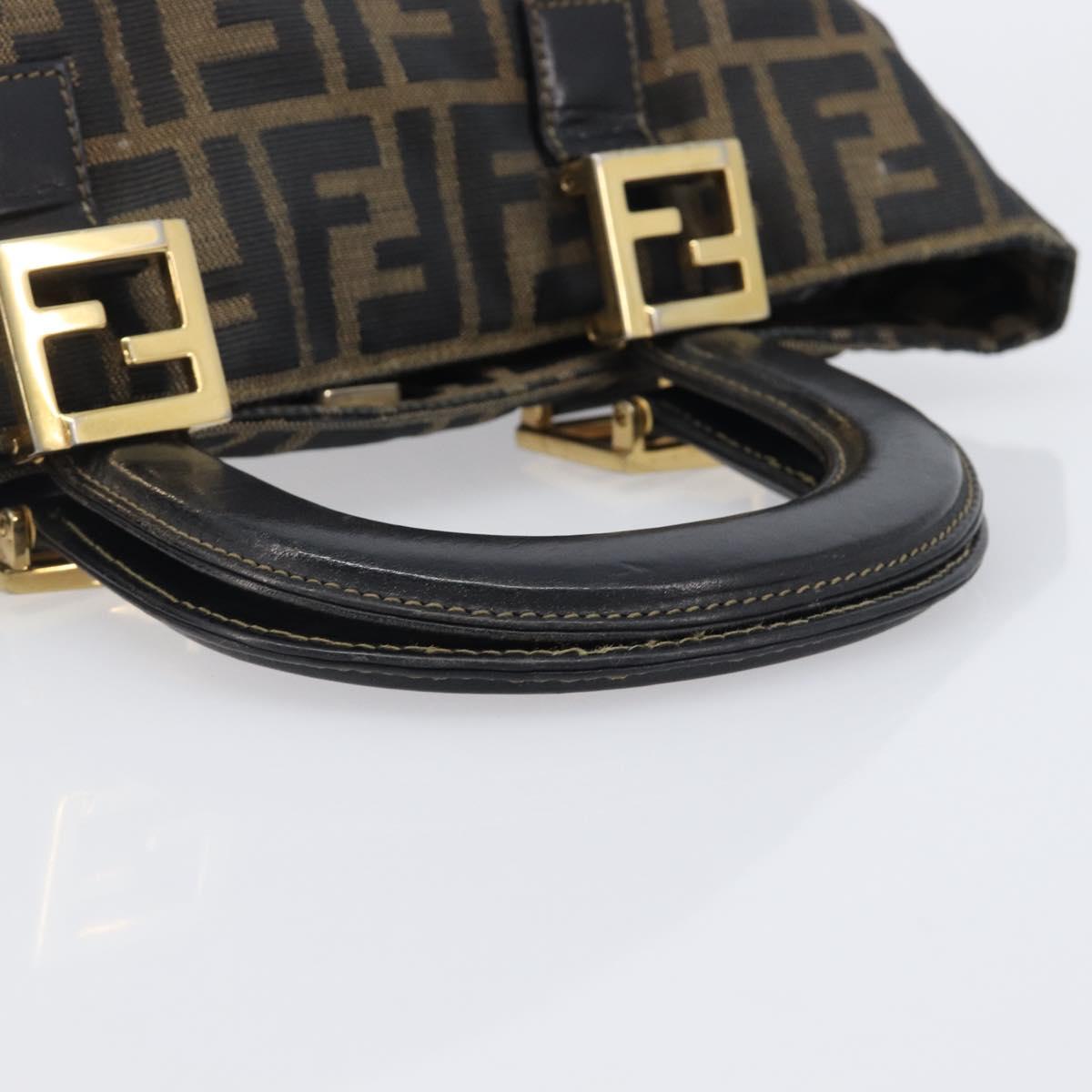 FENDI Zucca Canvas Hand Bag Black Brown Auth 208726V