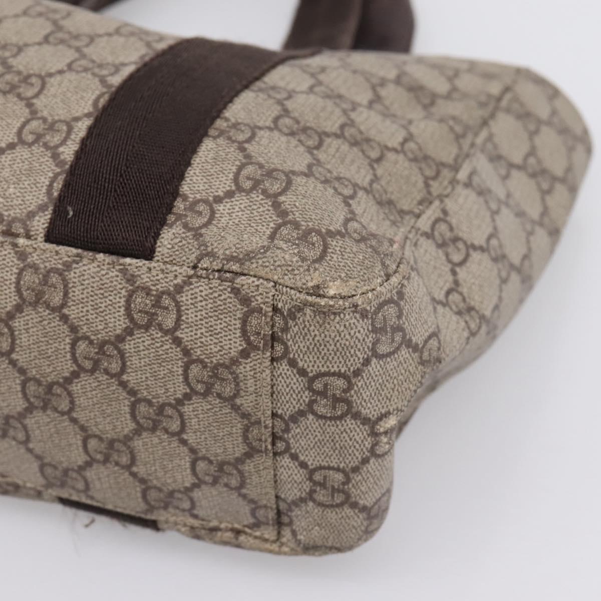 GUCCI GG Supreme Tote Bag PVC Beige Silver 141976 Auth 208730