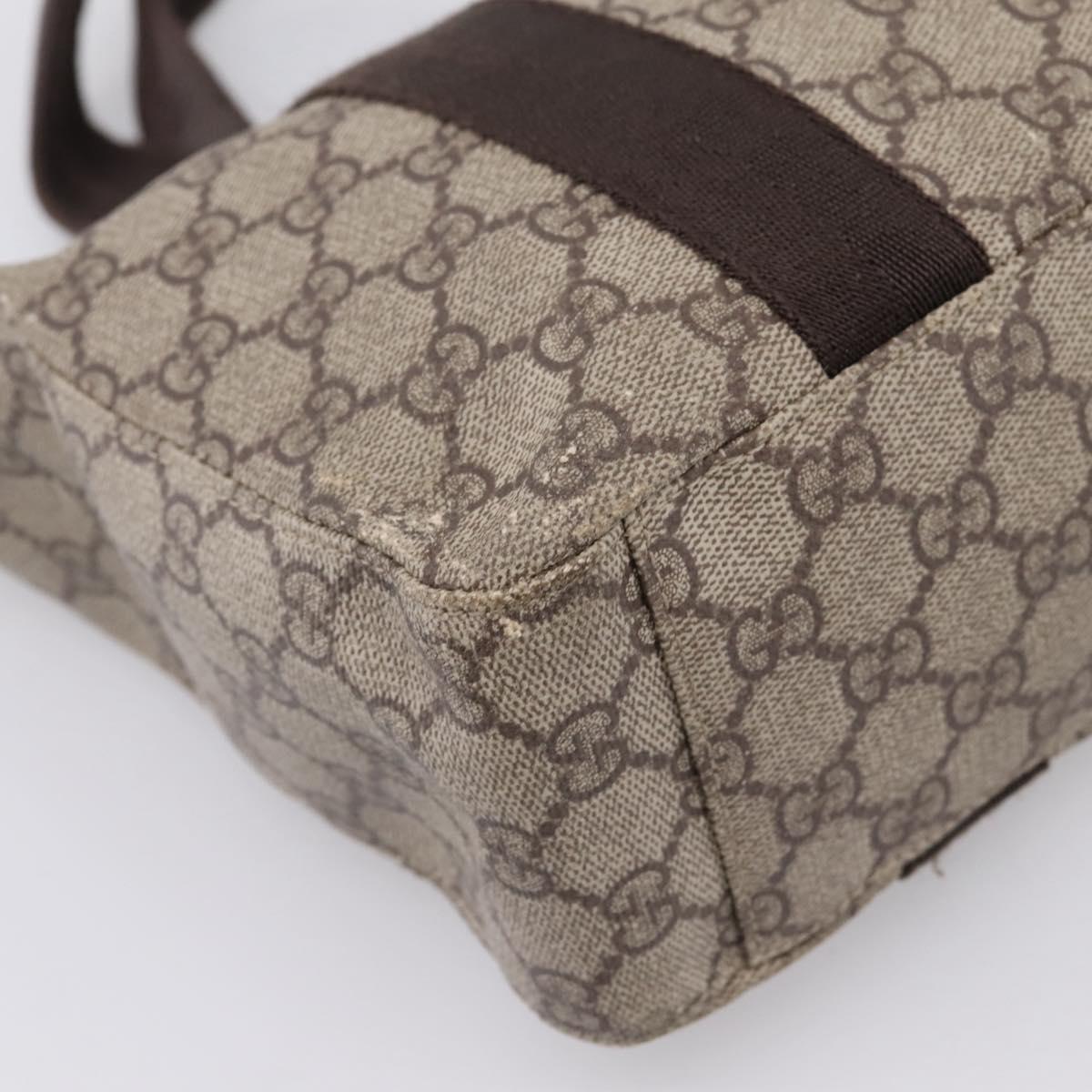GUCCI GG Supreme Tote Bag PVC Beige Silver 141976 Auth 208730