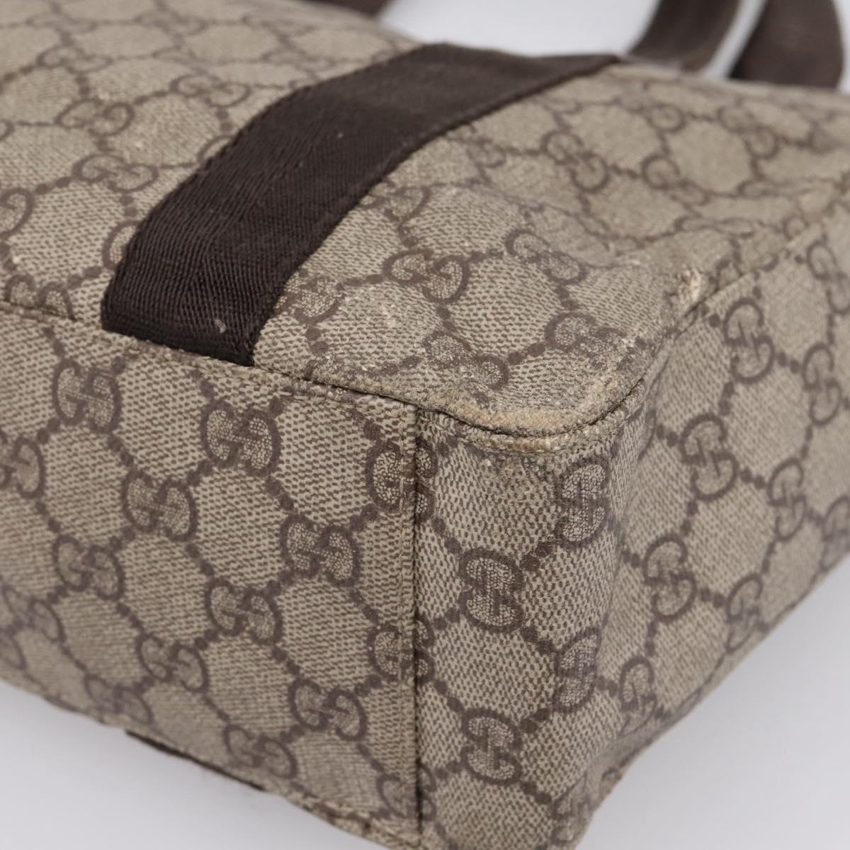 GUCCI GG Supreme Tote Bag PVC Beige Silver 141976 Auth 208730