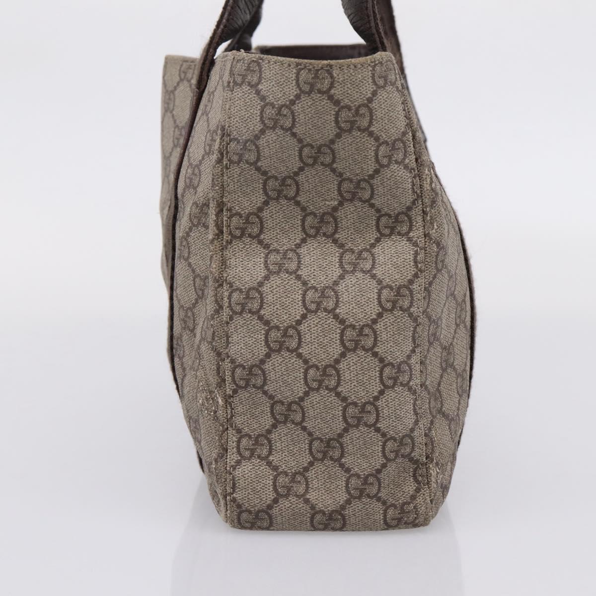 GUCCI GG Supreme Tote Bag PVC Beige Silver 141976 Auth 208730