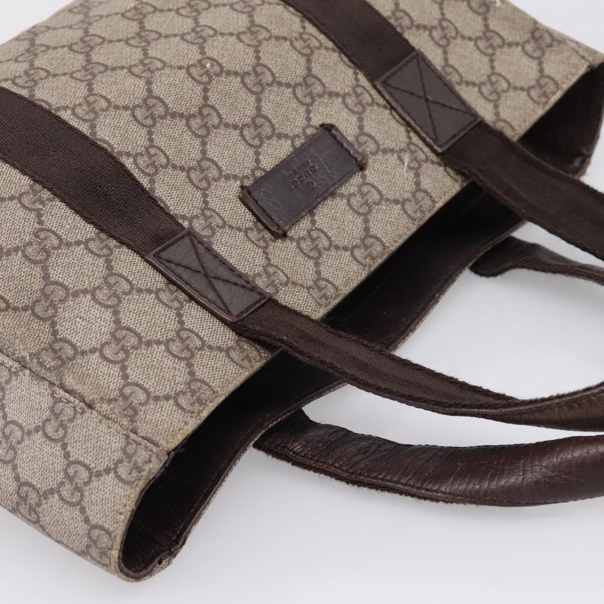 GUCCI GG Supreme Tote Bag PVC Beige Silver 141976 Auth 208730