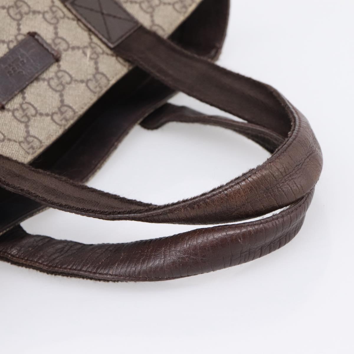 GUCCI GG Supreme Tote Bag PVC Beige Silver 141976 Auth 208730