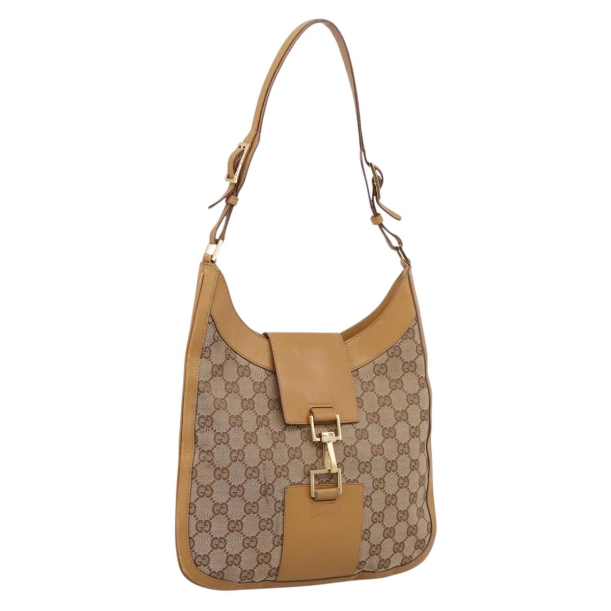 GUCCI GG Canvas Shoulder Bag Beige Gold 001 4129 Auth 208735