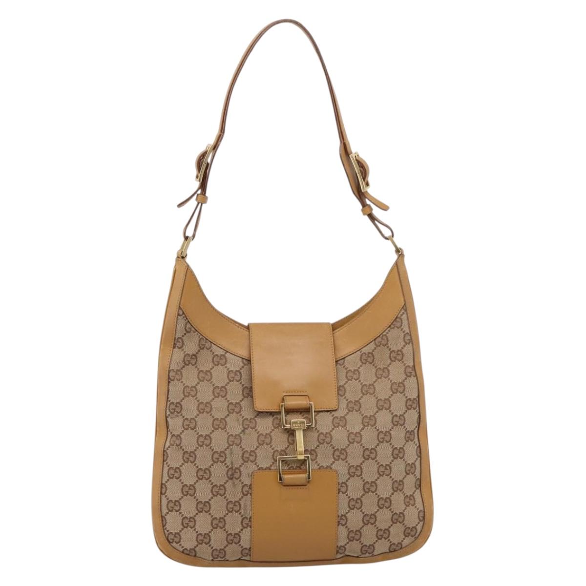 GUCCI GG Canvas Shoulder Bag Beige Gold 001 4129 Auth 208735
