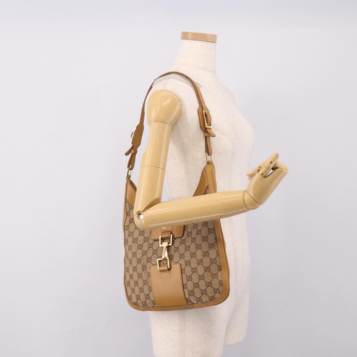 GUCCI GG Canvas Shoulder Bag Beige Gold 001 4129 Auth 208735