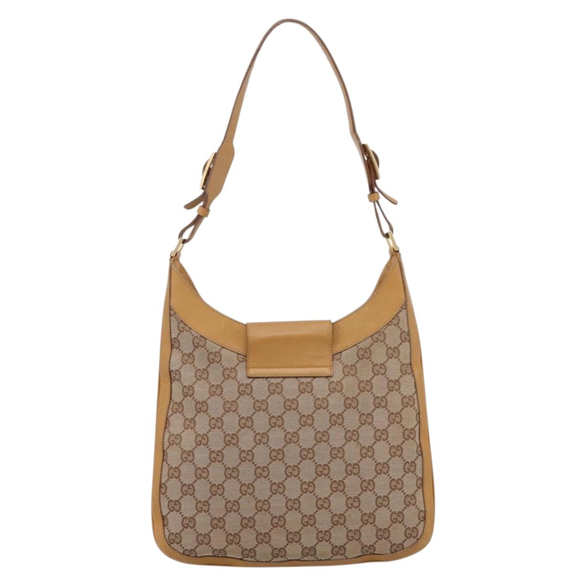 GUCCI GG Canvas Shoulder Bag Beige Gold 001 4129 Auth 208735