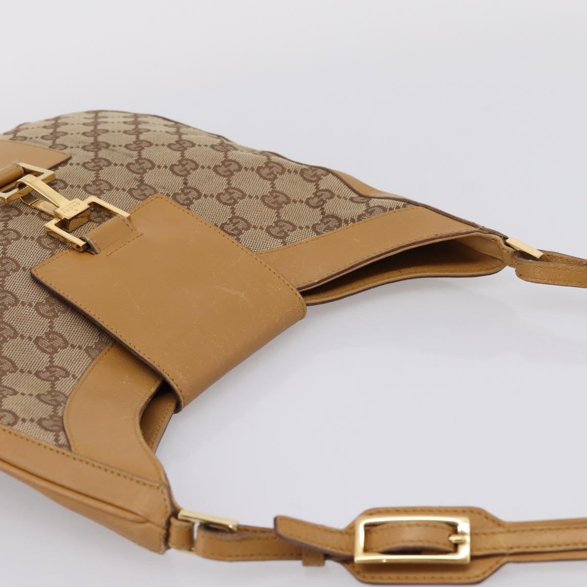 GUCCI GG Canvas Shoulder Bag Beige Gold 001 4129 Auth 208735