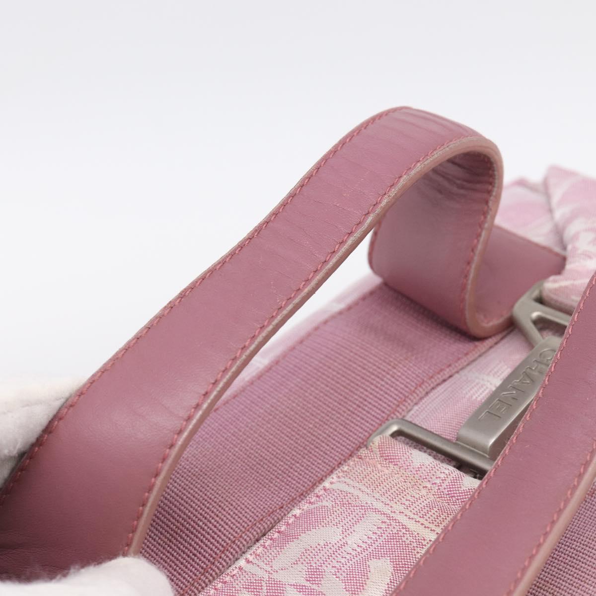 CHANEL New Travel Line Shoulder Bag Nylon Pink Silver CC Auth 208736