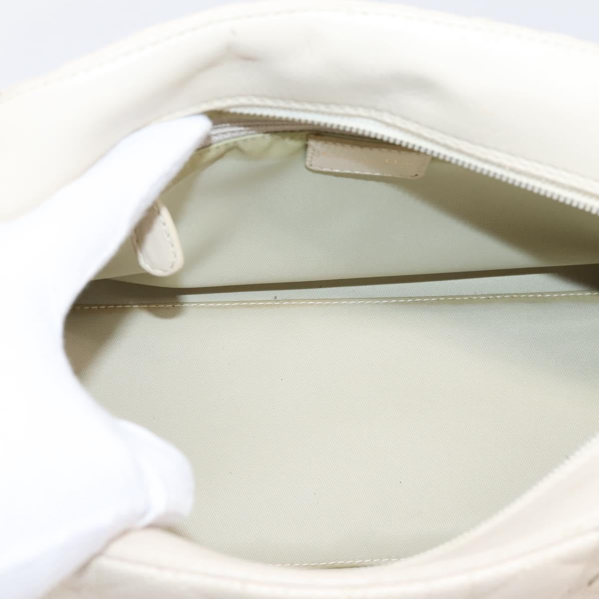 Christian Dior Maris Pearl Canage Hand Bag Leather White Gold Auth 208737A