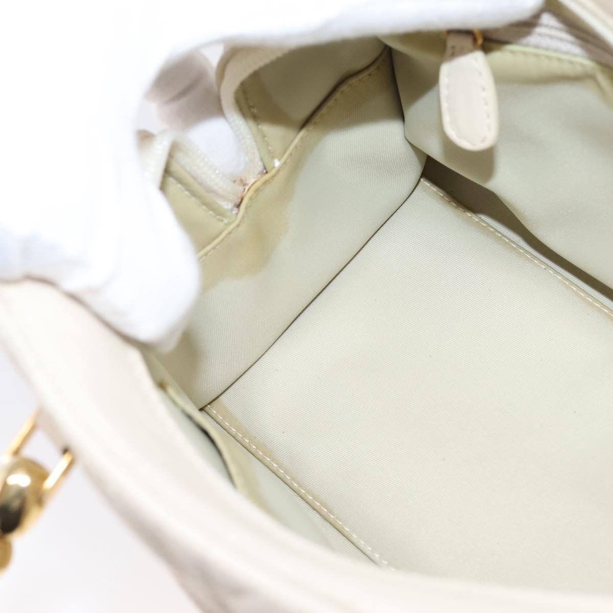 Christian Dior Maris Pearl Canage Hand Bag Leather White Gold Auth 208737A