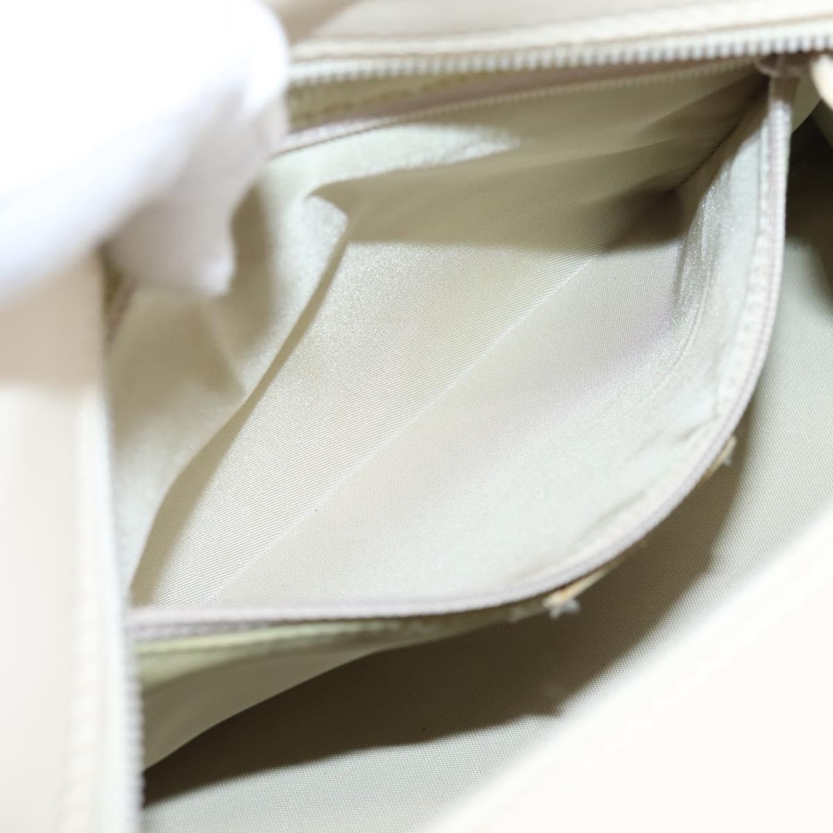 Christian Dior Maris Pearl Canage Hand Bag Leather White Gold Auth 208737A