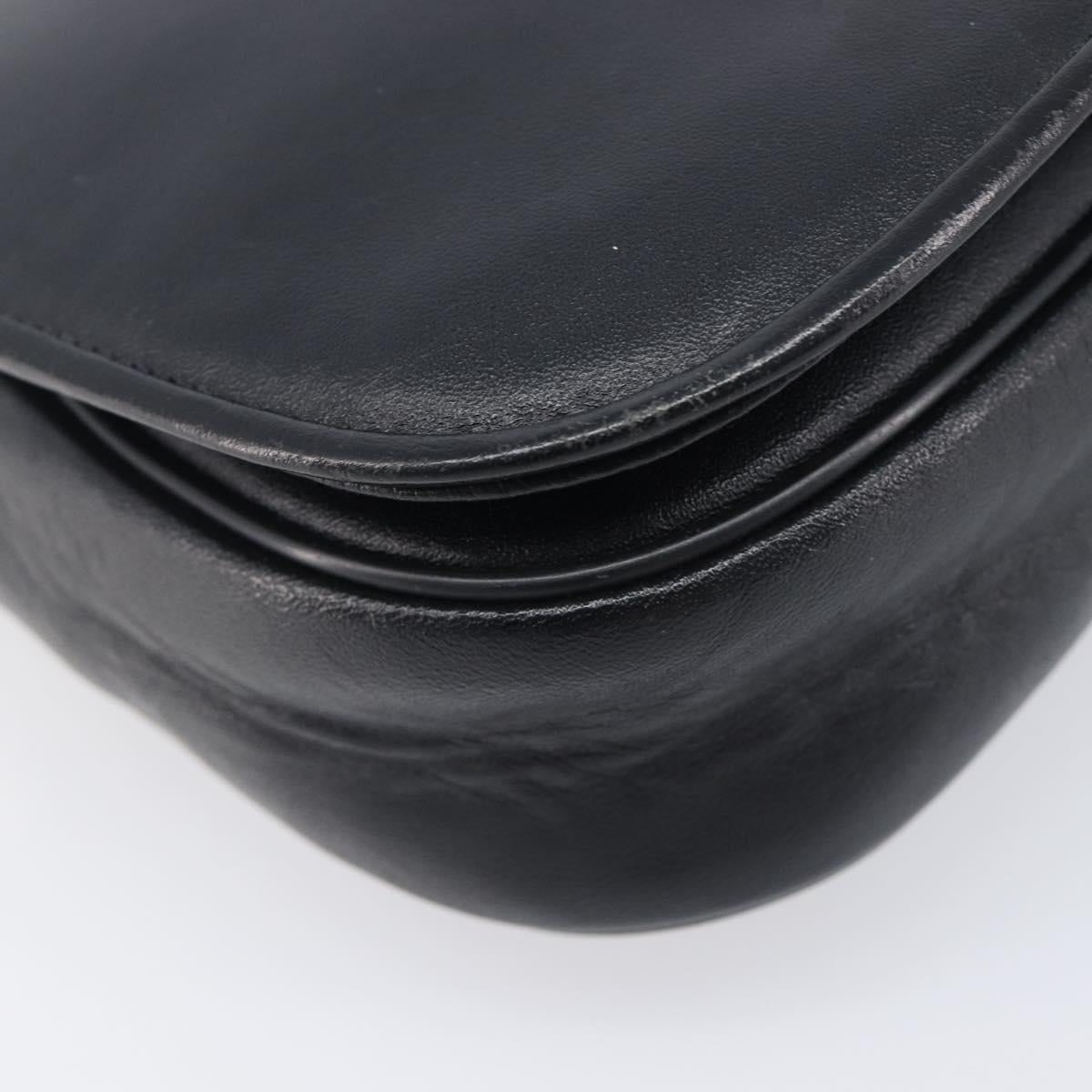 GIVENCHY Shoulder Bag Leather Black Gold Auth 208740