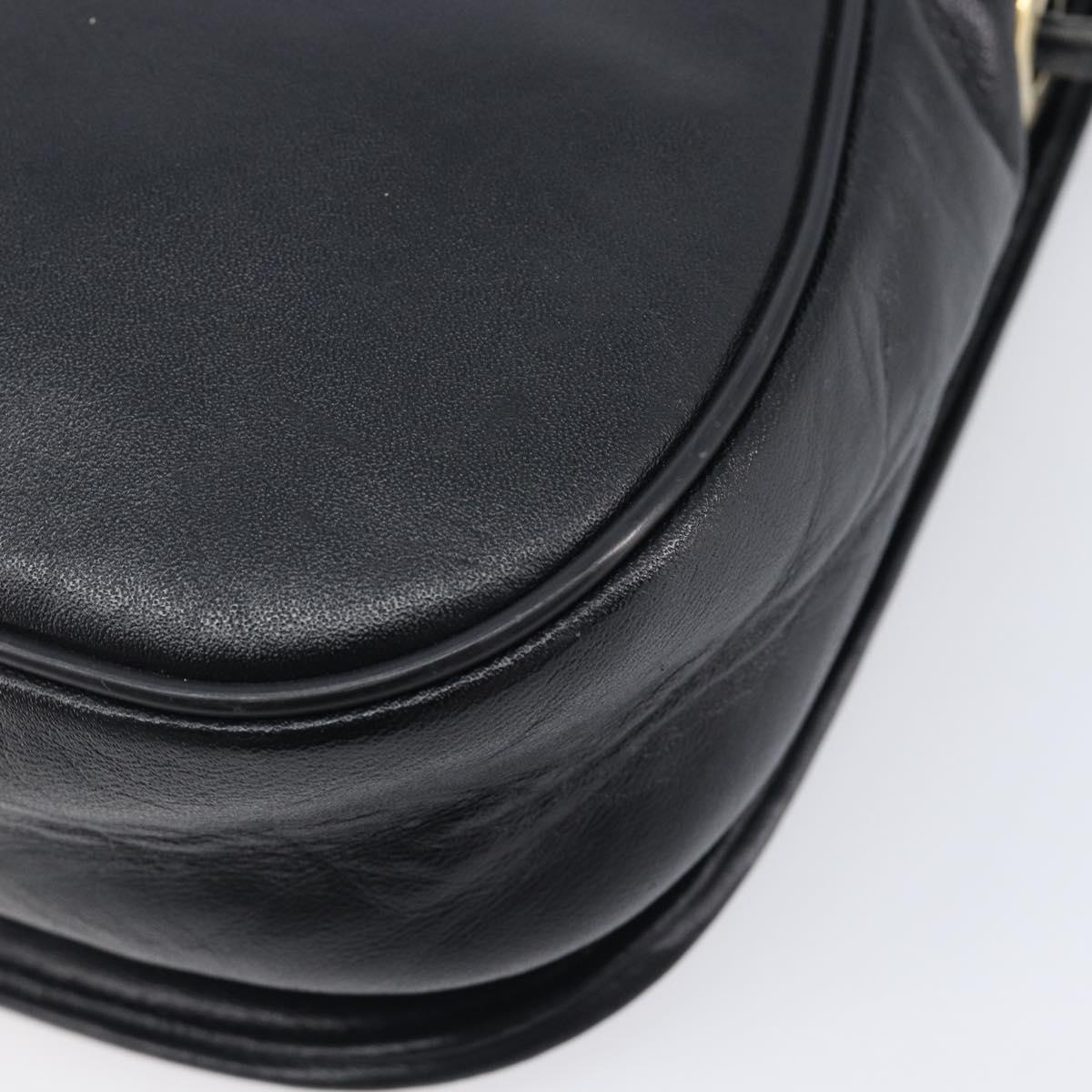 GIVENCHY Shoulder Bag Leather Black Gold Auth 208740