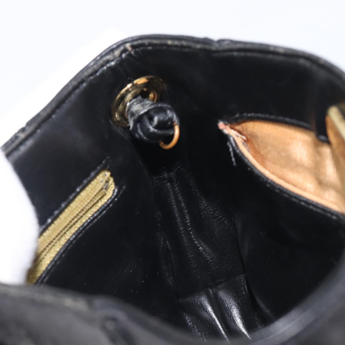 GIVENCHY Shoulder Bag Leather Black Gold Auth 208740