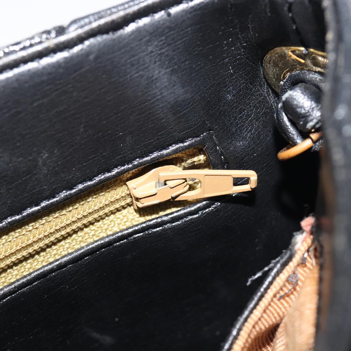 GIVENCHY Shoulder Bag Leather Black Gold Auth 208740