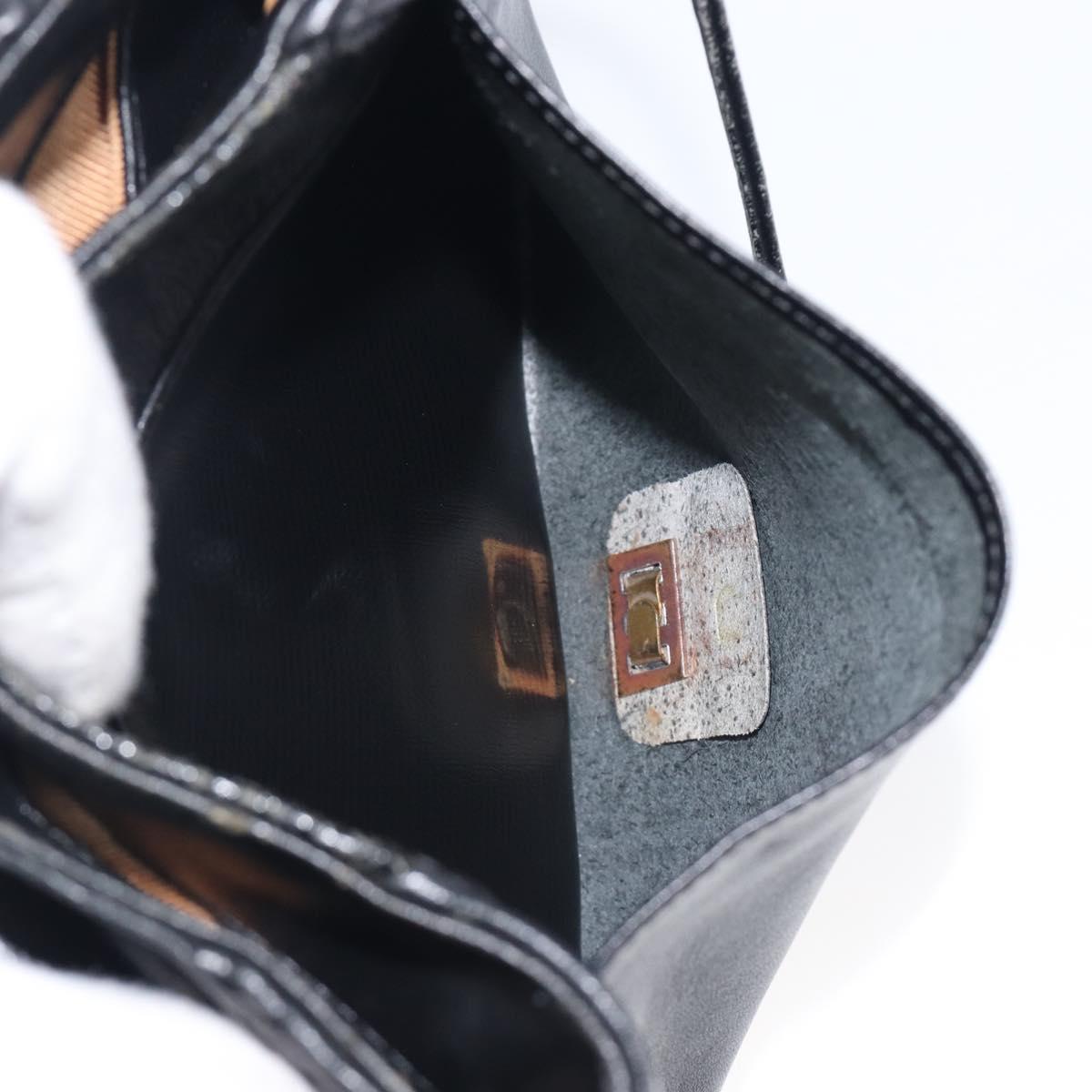 GIVENCHY Shoulder Bag Leather Black Gold Auth 208740