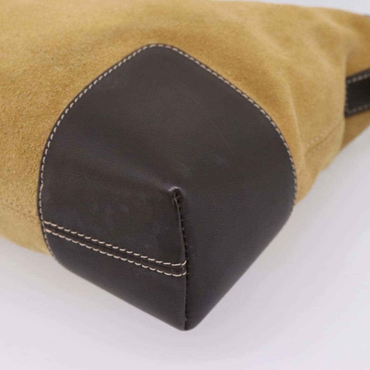 LOEWE Shoulder Bag Suede Beige Gold Tone Auth 208742V