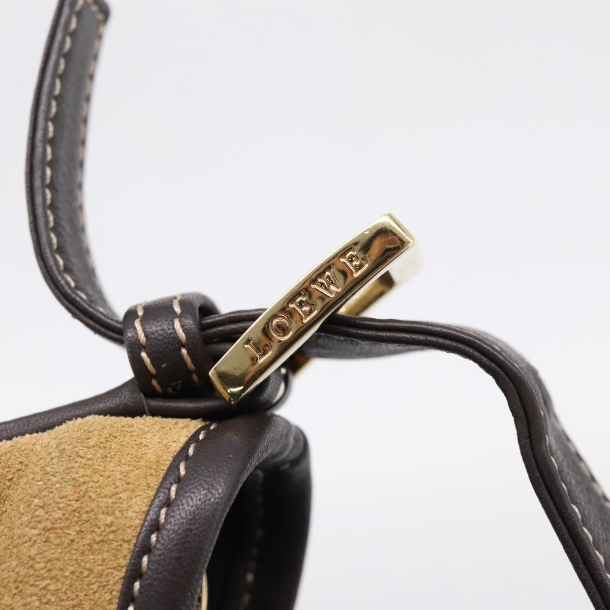 LOEWE Shoulder Bag Suede Beige Gold Tone Auth 208742V