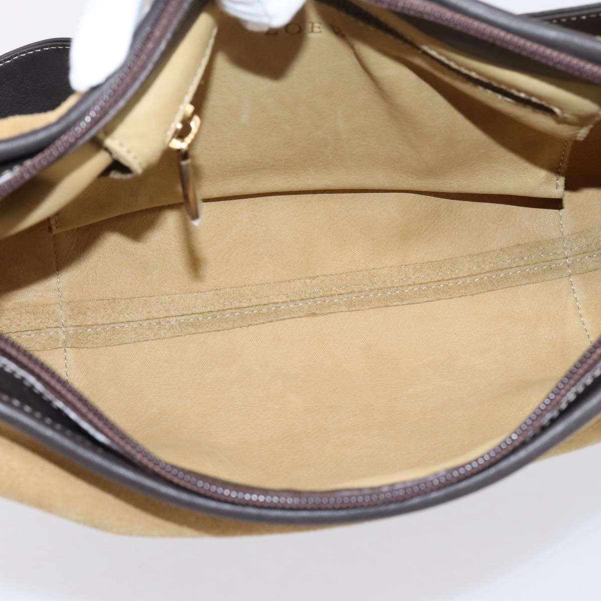 LOEWE Shoulder Bag Suede Beige Gold Tone Auth 208742V