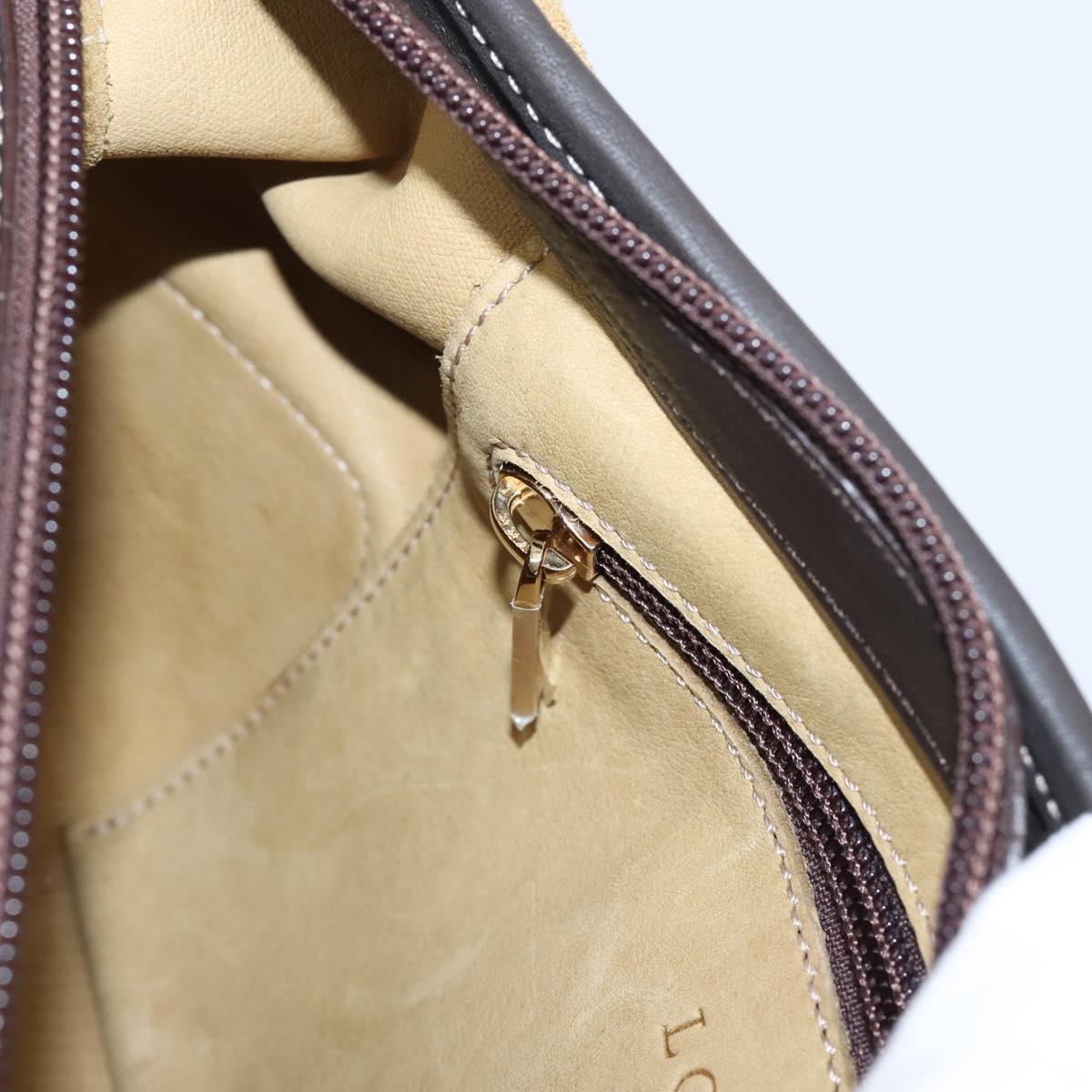 LOEWE Shoulder Bag Suede Beige Gold Tone Auth 208742V