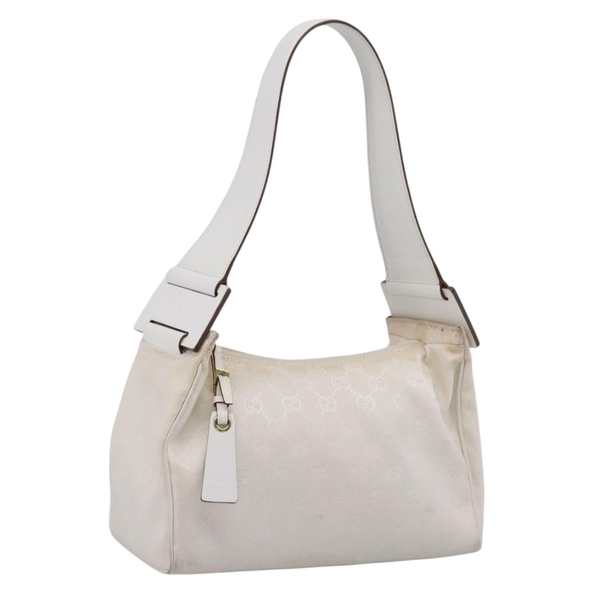 GUCCI Shoulder Bag GG Canvas White Gold 92699 Auth 208744A