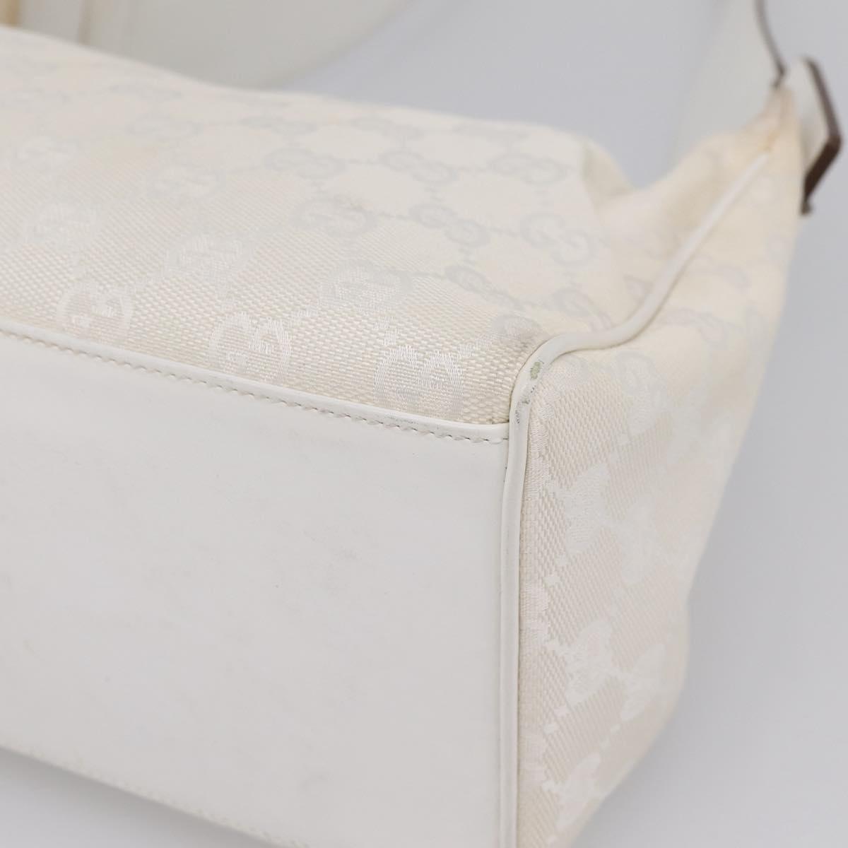 GUCCI Shoulder Bag GG Canvas White Gold 92699 Auth 208744A