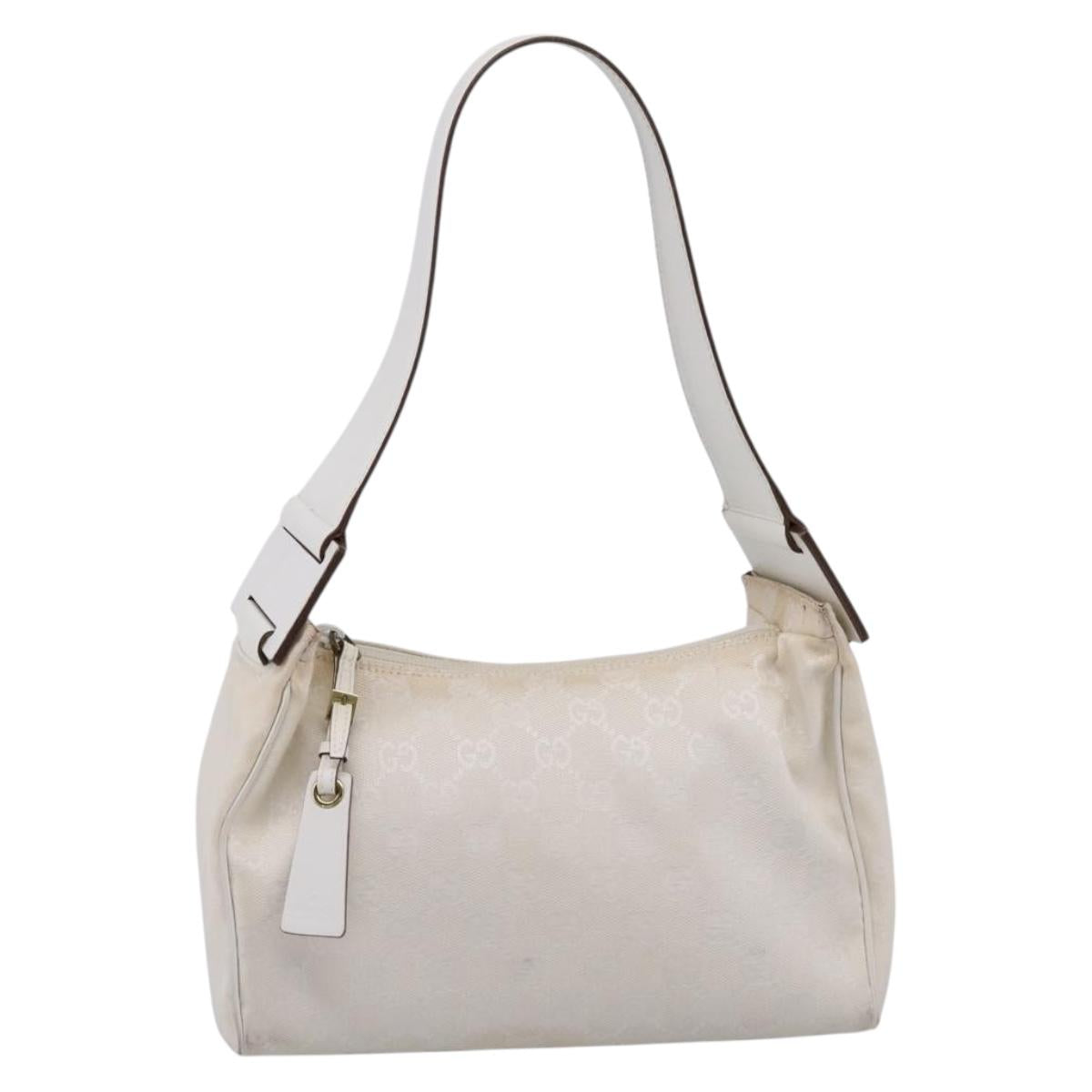 GUCCI Shoulder Bag GG Canvas White Gold 92699 Auth 208744A