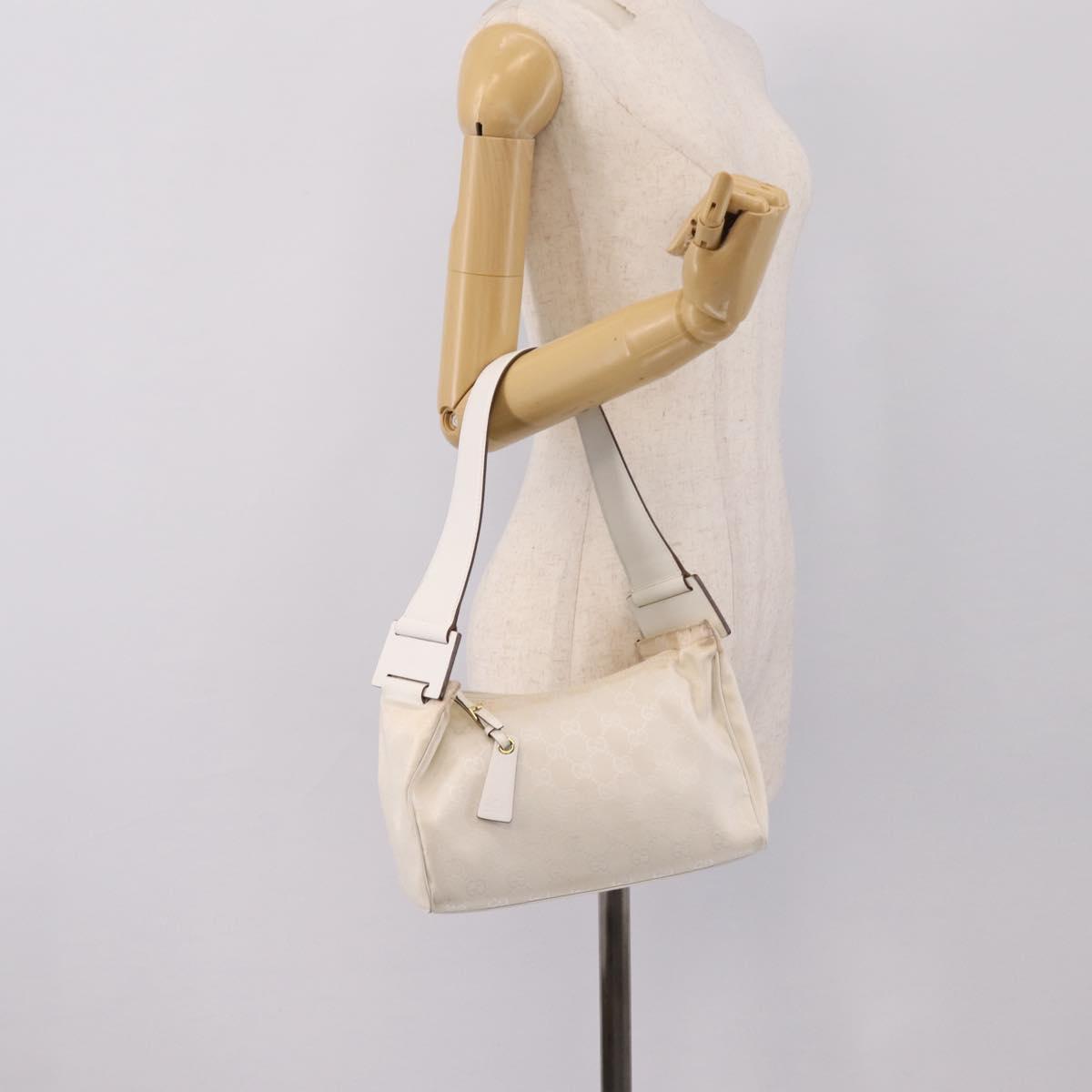 GUCCI Shoulder Bag GG Canvas White Gold 92699 Auth 208744A