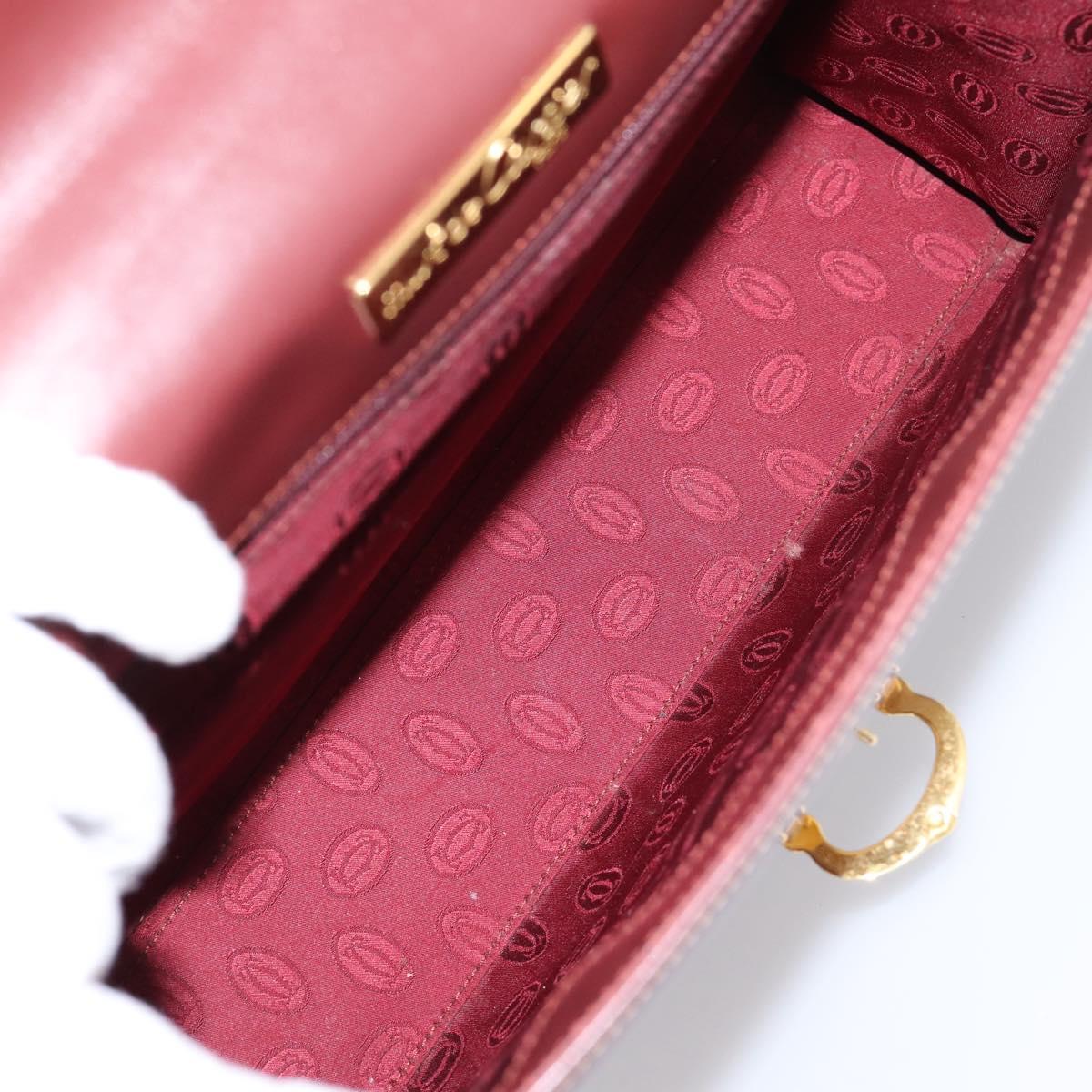 Cartier Must Line Hand Bag Leather Bordeaux Gold Auth 208747