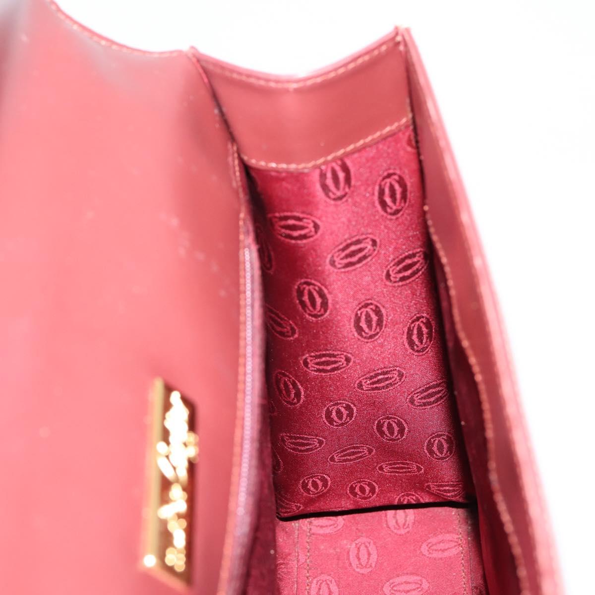 Cartier Must Line Hand Bag Leather Bordeaux Gold Auth 208747