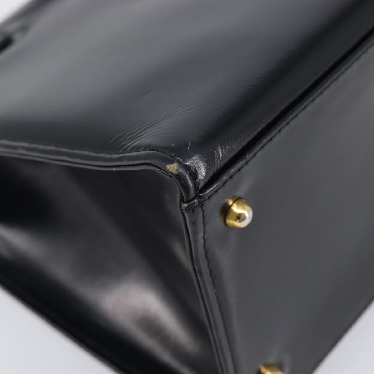 Gianni Versace Hand Bag Leather Black Gold Auth 208748