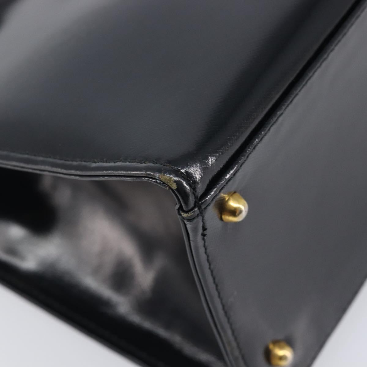 Gianni Versace Hand Bag Leather Black Gold Auth 208748